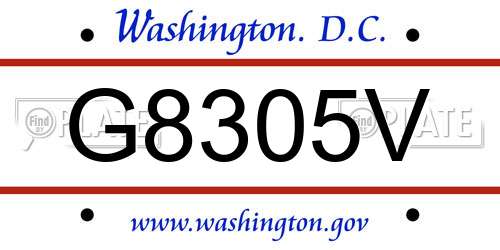 G8305V District Of Columbia License Plate