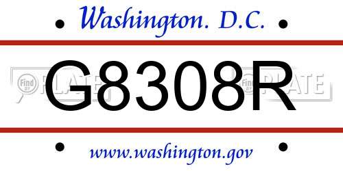 G8308R District Of Columbia License Plate