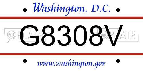 G8308V District Of Columbia License Plate