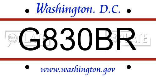 G830BR District Of Columbia License Plate