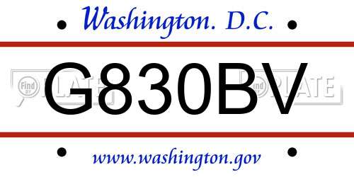 G830BV District Of Columbia License Plate