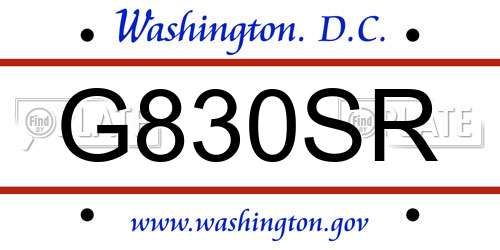 G830SR District Of Columbia License Plate