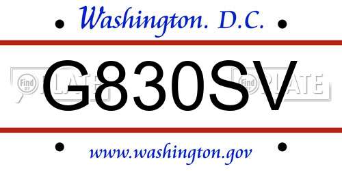 G830SV District Of Columbia License Plate