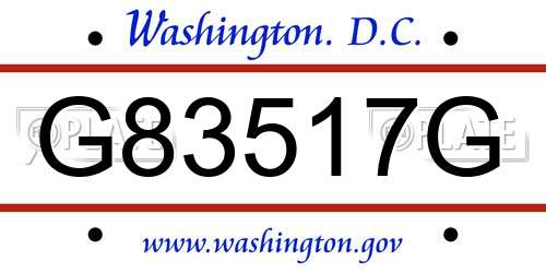G83517G District Of Columbia License Plate