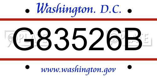 G83526B District Of Columbia License Plate