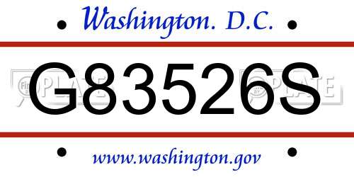G83526S District Of Columbia License Plate