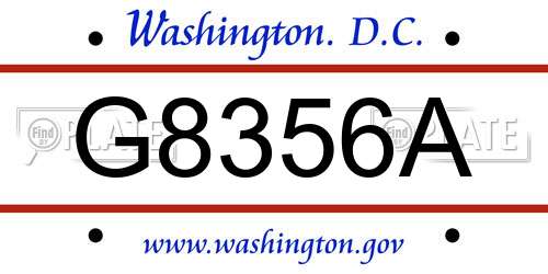 G8356A District Of Columbia License Plate