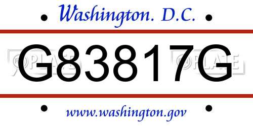 G83817G District Of Columbia License Plate