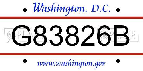G83826B District Of Columbia License Plate