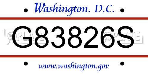 G83826S District Of Columbia License Plate