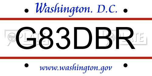 G83DBR District Of Columbia License Plate