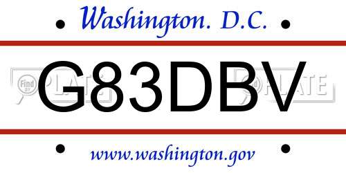 G83DBV District Of Columbia License Plate