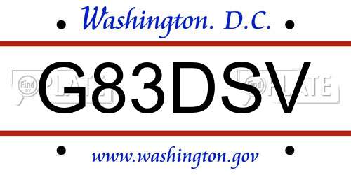 G83DSV District Of Columbia License Plate