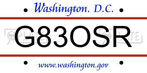 G83OSR District Of Columbia License Plate
