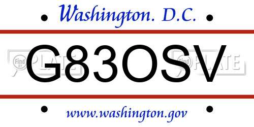 G83OSV District Of Columbia License Plate