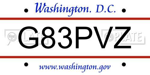 G83PVZ District Of Columbia License Plate