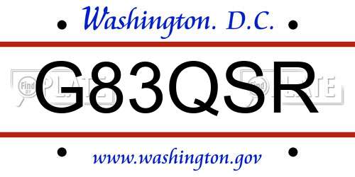 G83QSR District Of Columbia License Plate