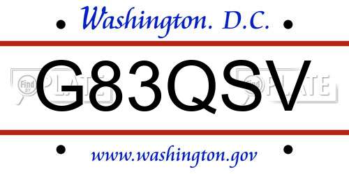 G83QSV District Of Columbia License Plate