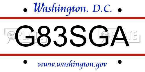 G83SGA District Of Columbia License Plate