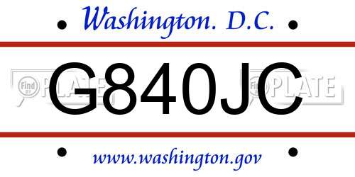 G840JC District Of Columbia License Plate