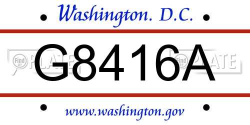G8416A District Of Columbia License Plate
