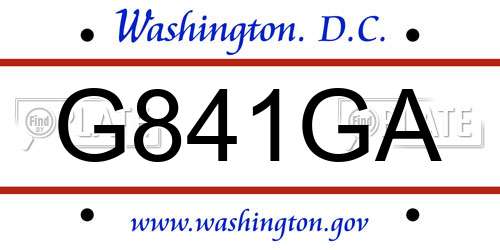 G841GA District Of Columbia License Plate