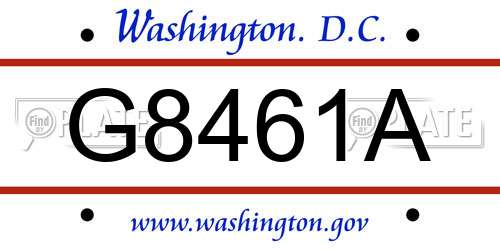G8461A District Of Columbia License Plate