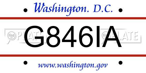 G846IA District Of Columbia License Plate