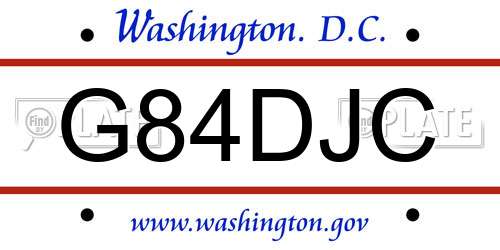 G84DJC District Of Columbia License Plate