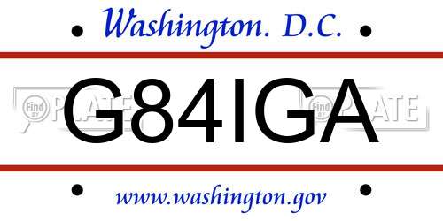 G84IGA District Of Columbia License Plate