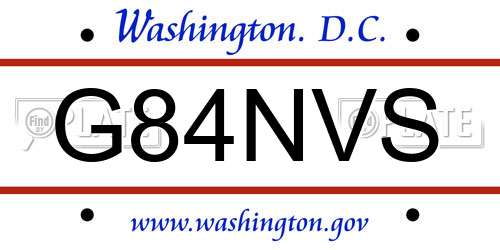 G84NVS District Of Columbia License Plate