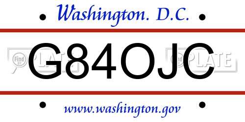 G84OJC District Of Columbia License Plate