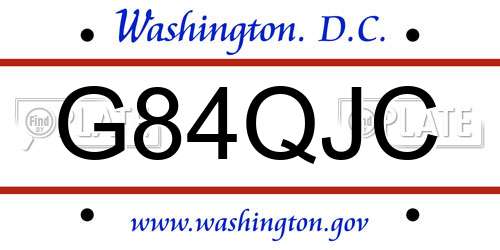 G84QJC District Of Columbia License Plate