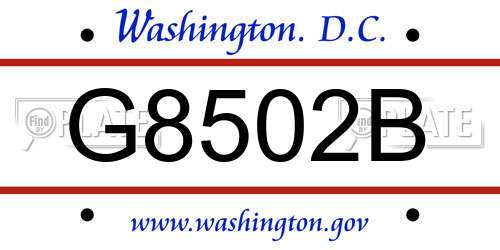 G8502B District Of Columbia License Plate