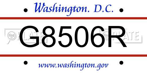 G8506R District Of Columbia License Plate