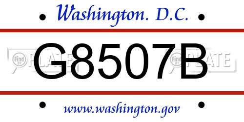 G8507B District Of Columbia License Plate