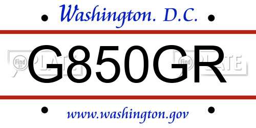 G850GR District Of Columbia License Plate