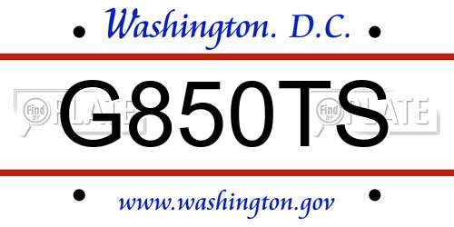 G850TS District Of Columbia License Plate