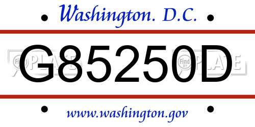 G85250D District Of Columbia License Plate