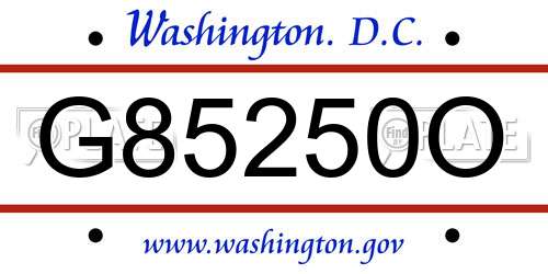 G85250O District Of Columbia License Plate