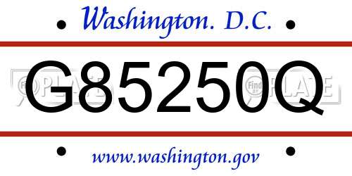 G85250Q District Of Columbia License Plate