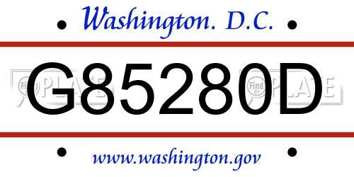 G85280D District Of Columbia License Plate