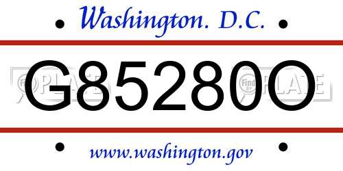 G85280O District Of Columbia License Plate