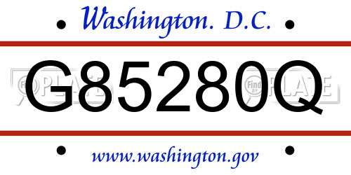 G85280Q District Of Columbia License Plate