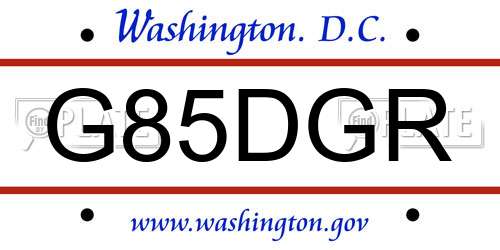 G85DGR District Of Columbia License Plate
