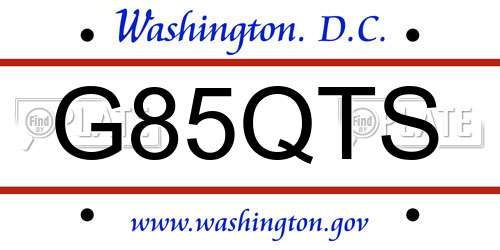 G85QTS District Of Columbia License Plate