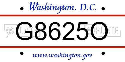 G8625O District Of Columbia License Plate