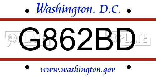 G862BD District Of Columbia License Plate