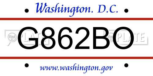 G862BO District Of Columbia License Plate