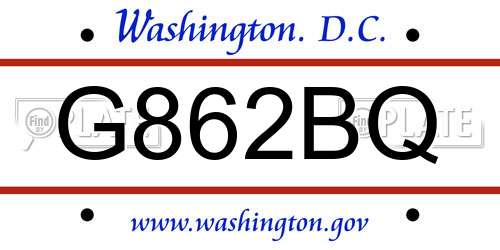 G862BQ District Of Columbia License Plate
